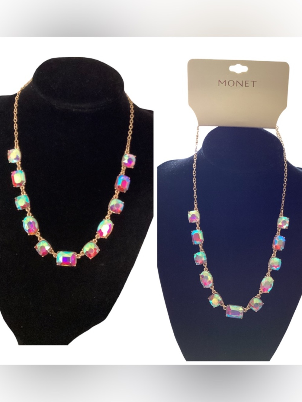 🐰 NWT Monet Aurora Crystal Necklace in Gold or Silver